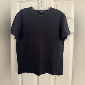 A.P.C. Rue Madame Paris Black Striped Short Sleeve Tee Shirt Size L